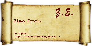 Zima Ervin névjegykártya